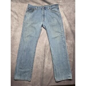 Levis 501 Jeans Mens 36x32 Blue Denim Straight Leg Button Fly Waterless